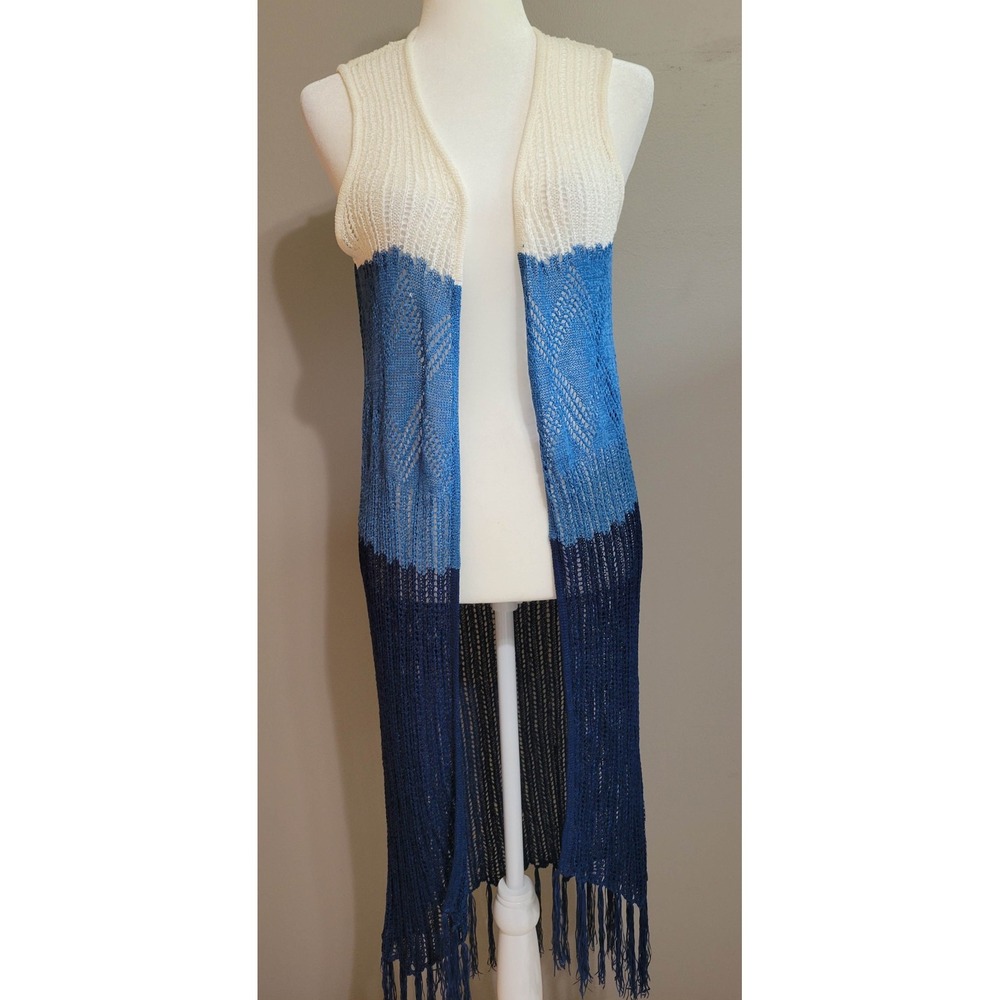 Forever 21 Crochet Fringe Sleeveless Duster